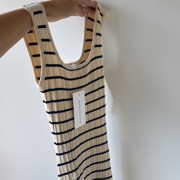 Worth Collective Sleeveless Horizontal Stripe Tank Maxi Dress in Cream/Black - Picture 5 of 8